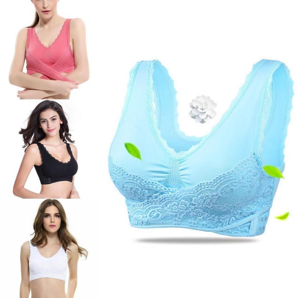 Damen Sexy Front-Kreuz Verstellbare Seiten-Schnalle Spitze Weste Kabelloser Sport-BH Für Ultimativem Komfort Und Stil