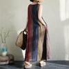 Sleeveless Plus Size Cotton Vintage Stripe New In Dresses for Women Casual Loose Long Summer Dress