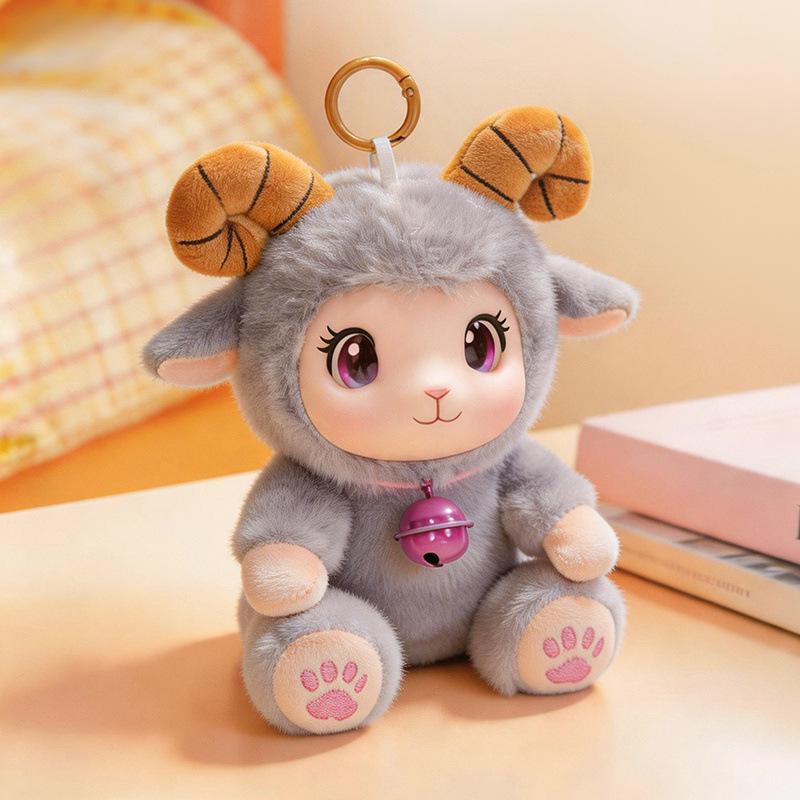 Adorable Silicone Little Sheep Plush Toy Pendant - Curly Wool Leather Face Bag Charm Doll