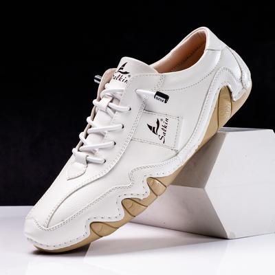 Neue Mode Handgefertigte Leder Freizeitschuhe für Herren Design Herbst Sneaker Herren Slipper Atmungsaktiv Weich Flache Schuhe Fahrschuhe