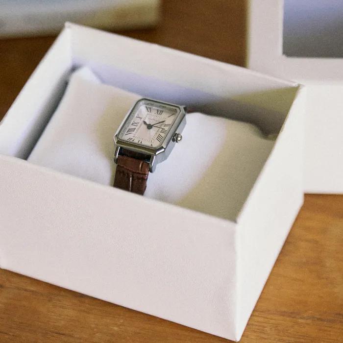 Square Classic Leather Watch - Brown