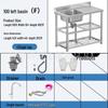Stainless Steel Kitchen Sink with Integrated Washing Basin and Stand - Large, Thickened Single Bowl