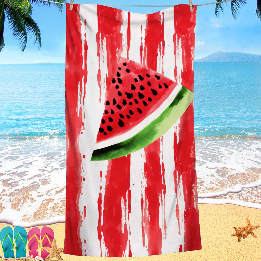 Bemalte Wassermelonen-Serie digital bedrucktes Polyester Superfeine Faser beidseitiger Fleece Strandurlaub Badetuch, Strandtuch