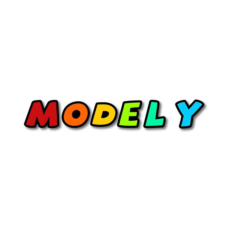 Compatible with Tesla Model 3/Y Rear 3D Cartoon Colorful Car Logo Letter Stickers in Acrylic.
