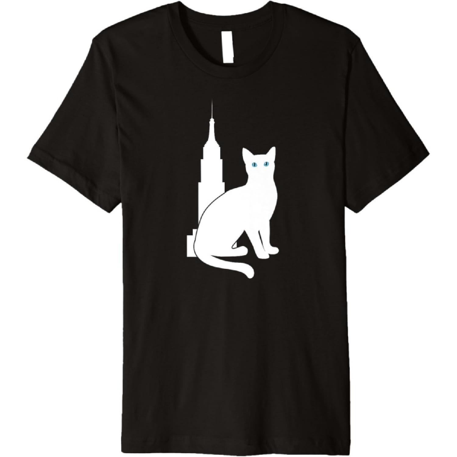 

White Cat Travel Silhouette Empire State Building USA Premium T-Shirt XXXXXL чорний