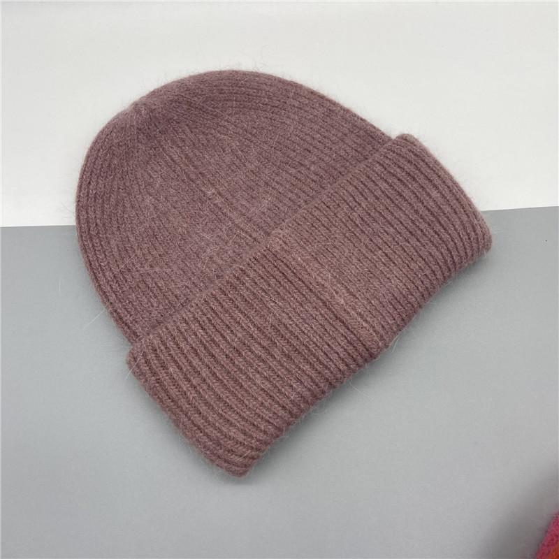 Adult Thick Warm Rabbit Fur Beanie Cap Men Women Solid Knitte Hat Solid Multi Colors Skullies Ski Hip Hop