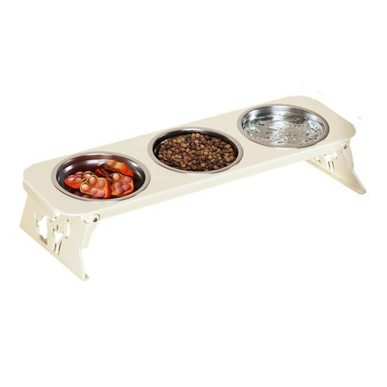 Elevated Dog Feeder Stainless Steel Pet Bowls with Foldable Stand No Spill Raised Pet Feeding Station for Healthy Eating Drinking Posture