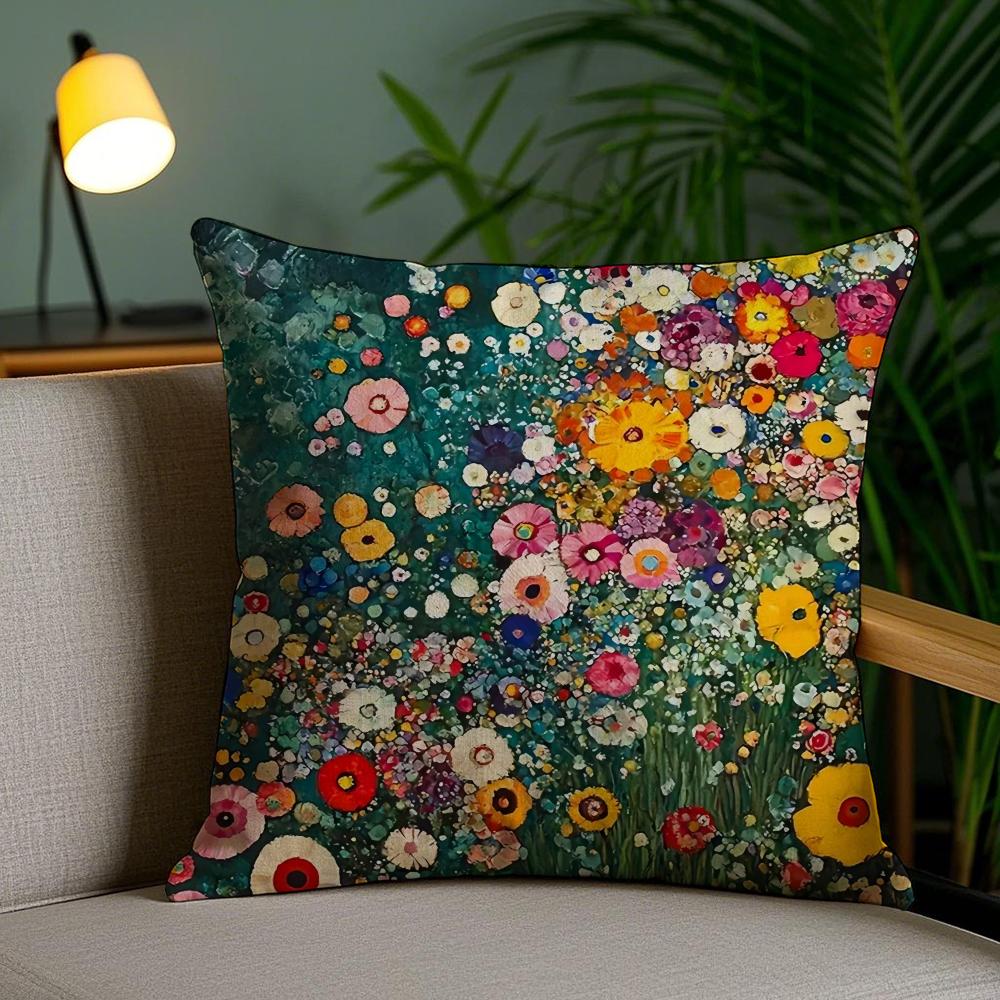 Cat Flower Cushion Cover Soft Short Plush Double-Sided Printing Home Decor Machine Washable Pillow Case Gift