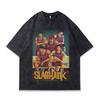 Washed Retro Short-Sleeved T-Shirt American Street Trend Brand Animation Direct Injection Printing Loose Bottoming Shirt Men