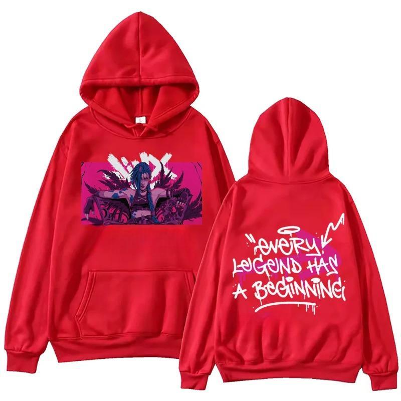 Hot Anime Arcane-Jinx Bluza z kapturem Harajuku Bluzy z kapturem Bluzy męskie i damskie Bluzy z kapturem Prezenty dla fanów Bluzy z kapturem i swetry Unisex