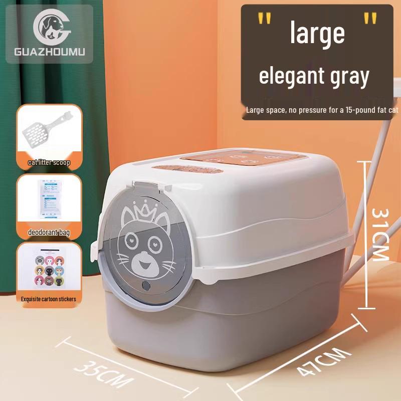 Extra große geschlossene Katzentoilette, Anti-Spritz-Design für Kätzchen & Erwachsene
