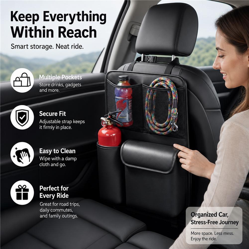 Universal Car Seat Back Storage Bag Waterproof Multi Pocket Hanging Organizer Auto Rear Seat Storage Pocket Car Interior