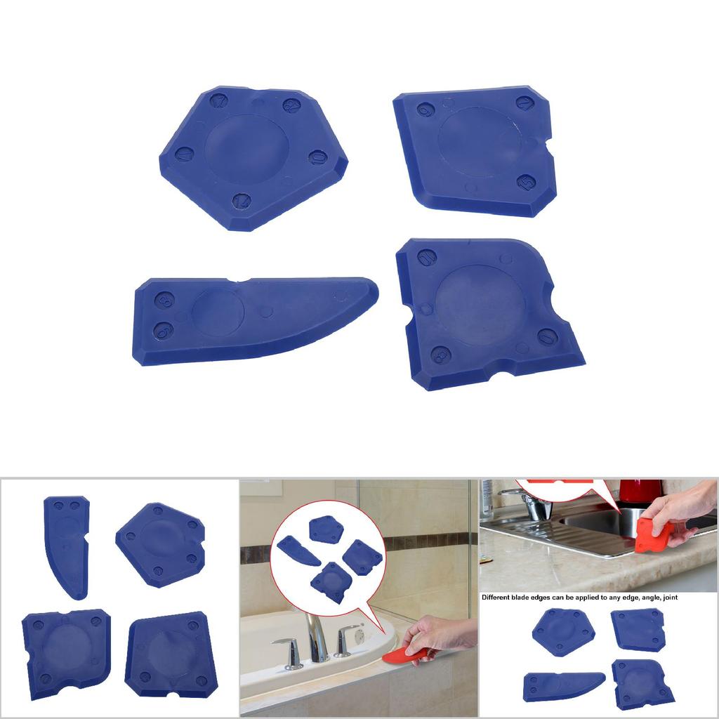 4PCS Caulk Tools Kit Silicone Glass Cement Scraper for Sealant Grout Finishing Sealing (Red)