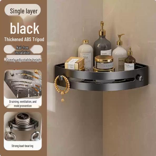 Punch-Free Wall-Mounted Corner Shelf for Bathroom or Kitchen