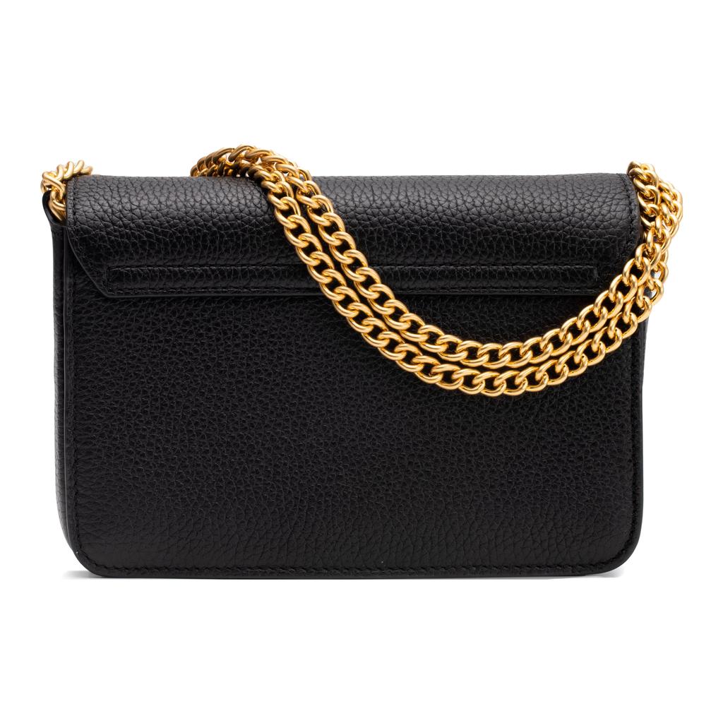 Tory Burch Olivia Flap Pebbled Leather Chain Shoulder Bag Mini Women Shoulder Bag Black 141659-001