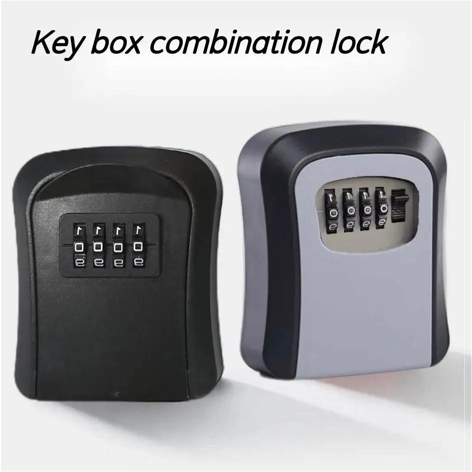 Wall Mount Key Lock Box 4 Digit Combination Password Key Storage Secret Box Organizer Security Code Lock No Key Home Safe Box