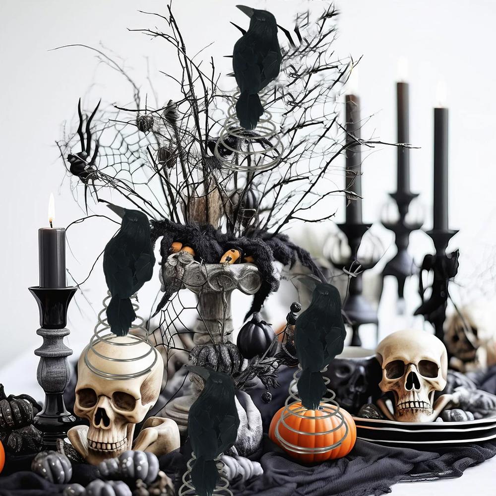 Realistic Artificial Crows Halloween Fake Bird Ghost Tree Top Decoration Halloween Party Props Horror Crow Decoration