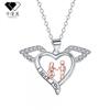 Rose Gold Heart Pendant Necklace Women Elegant Copper Cross Chain Choker 41-50cm Adjustable Length Fashionable Casual