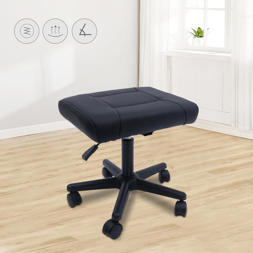 Adjustable Rolling Foot Rest for Office Under Desk Ergonomic Leg Support Stool PU Leather 360 Rotating Wheels