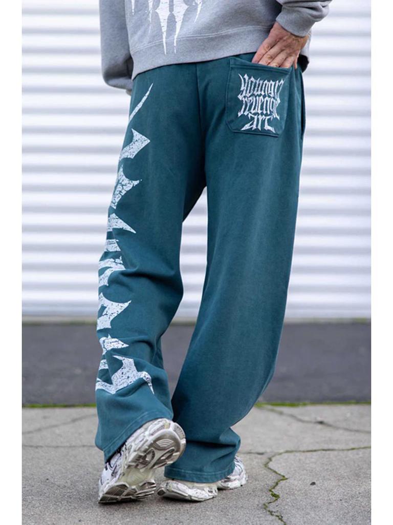 Pánské tepláky se širokými nohavicemi a velkým potiskem - Ležérní módní joggery