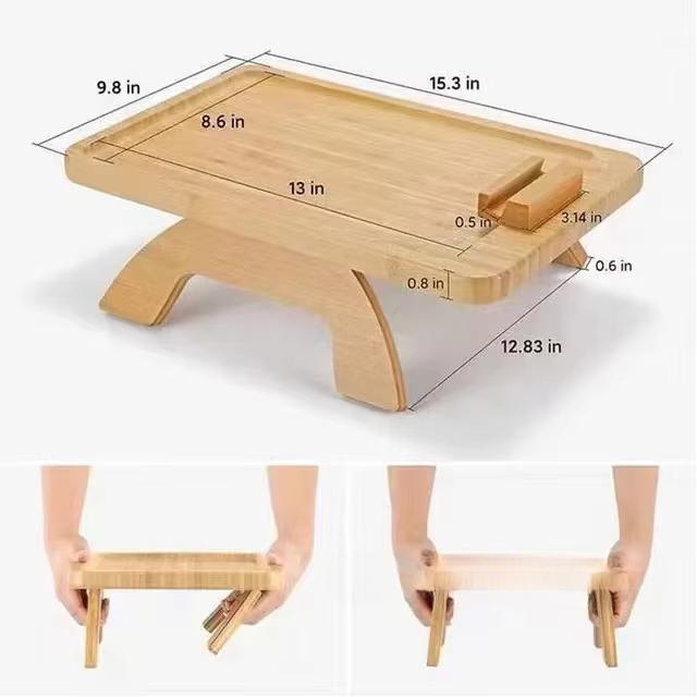 Bambus Sofa Snack Tablett Tisch, Clip-On Couch Armlehnen Organizer mit Handyhalter