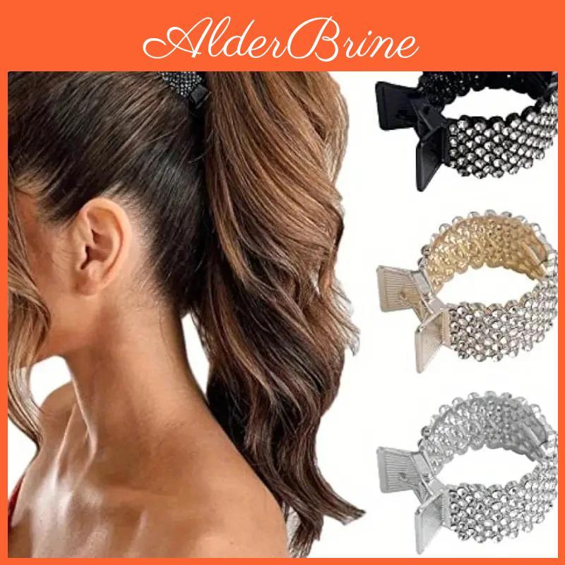 Rhinestone 1pc Sparkling Decorative Elegant Hair Grab Clips Non Slip Ponytail Holders Trendy Hair Styling Accessories For Women