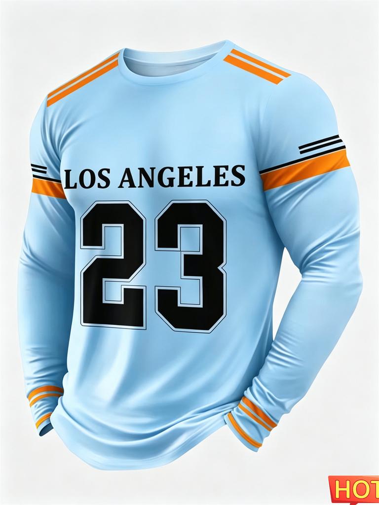 Men's T-Shirt basketball jerseyt Long Sleeve Autumn Striped Round Neck Outdoor Sports T-Shirt for Men Sport Men's Jersey T-shirt