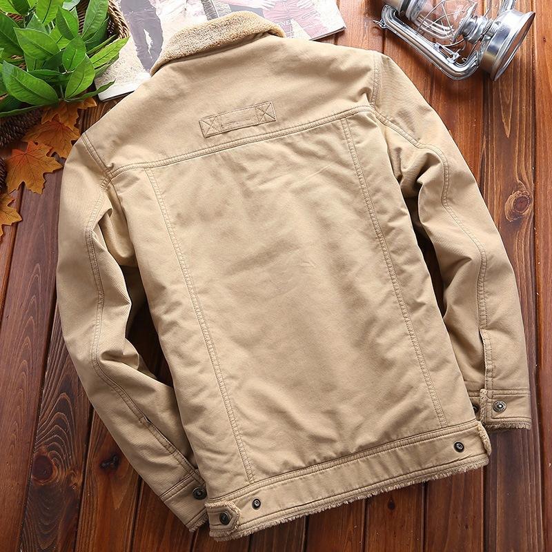 Herrekåpe ren bomull pluss fløyel fortykket bomullskåpe herre løs stor størrelse bomullsjakke jakke herreklær