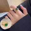 Emerald Zircon Adjustable Ring for Girls: Luxurious, Exquisite, Sparkling Finger Jewelry.
