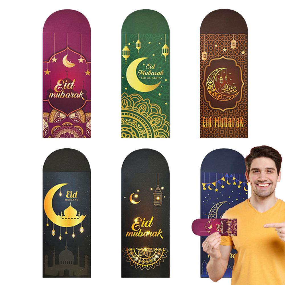 Eid Festival Red Envelope 6pcs Exquisite Eid Money Envelopes Bulk 7 X 3.2 Inch Festival Money Bag Red Packets Exquisite Lucky