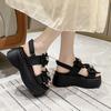 Fashion Summer Embed Rhinestone Wedges Sandals 7.5CM Ladies Beach Slippers High Heels Sandals Women Casual Platform Chunky Sandalias