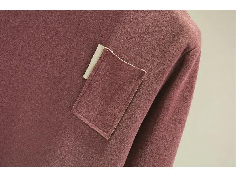 German Velvet Women's Half Turtleneck Pocket Top - Thick, Warm, Slimming, and Versatile Two-In-One for Autumn/Winter.