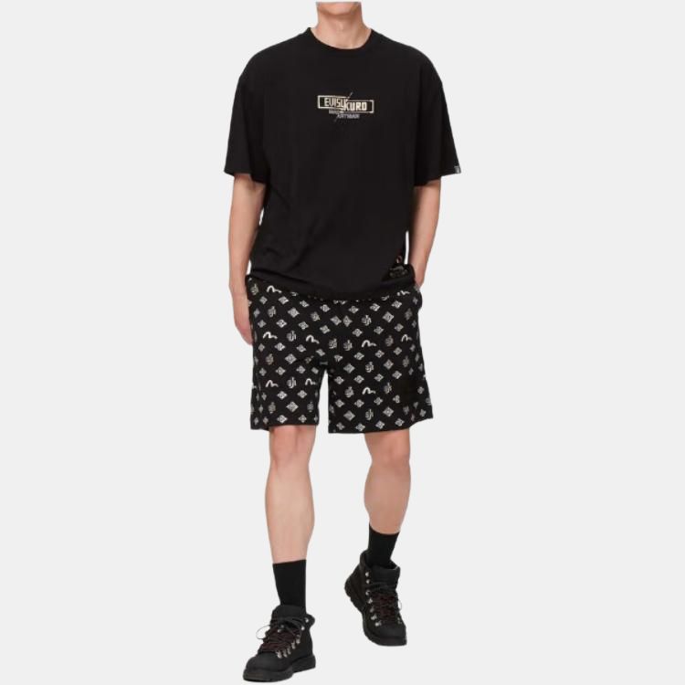 Evisu Straight Fit T Shirt Men's Black Gift Recommendation 2ESGNM1TS566BZ