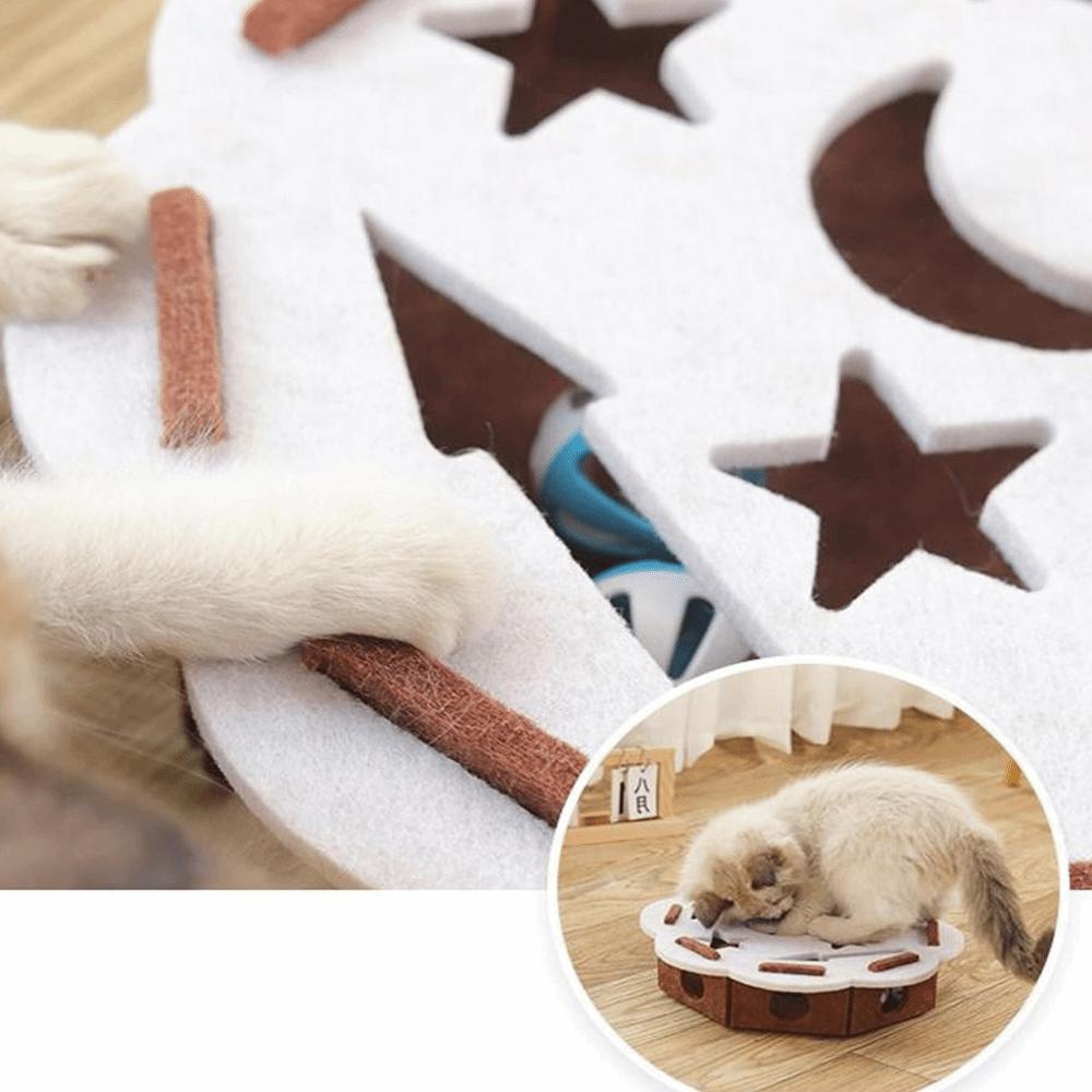 Felt Cat Scratching Posts with Ball Cat Exercise Toy Durable Cat Puzzle Box Kitten