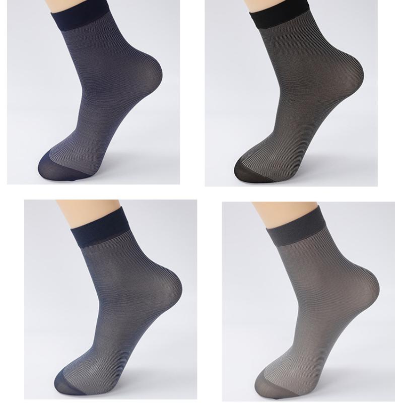 10 Pairs Men's Color Matching Cotton Socks Thin Men's Striped Socks Breathable Sweat-absorbent Mid-tube Business Short Socks