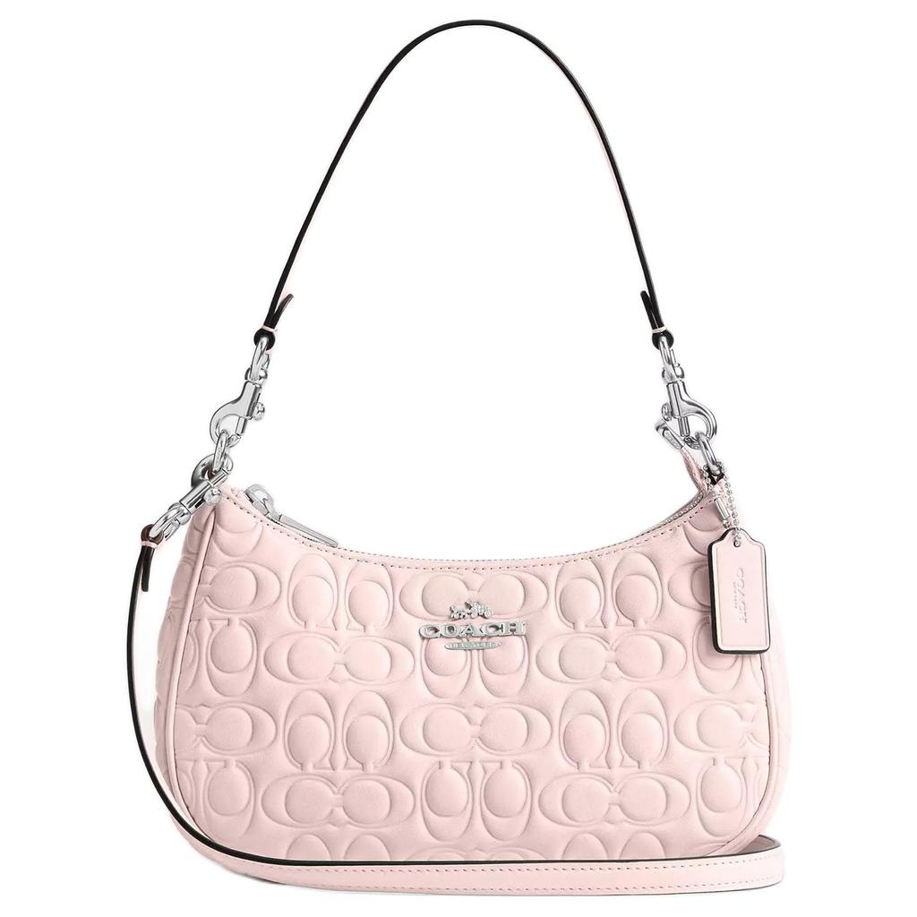 Coach Teri 24 Removable Shoulder Strap Leather Shoulder Bag Medium Pink Women Shoulder Bag CY774-SVB5