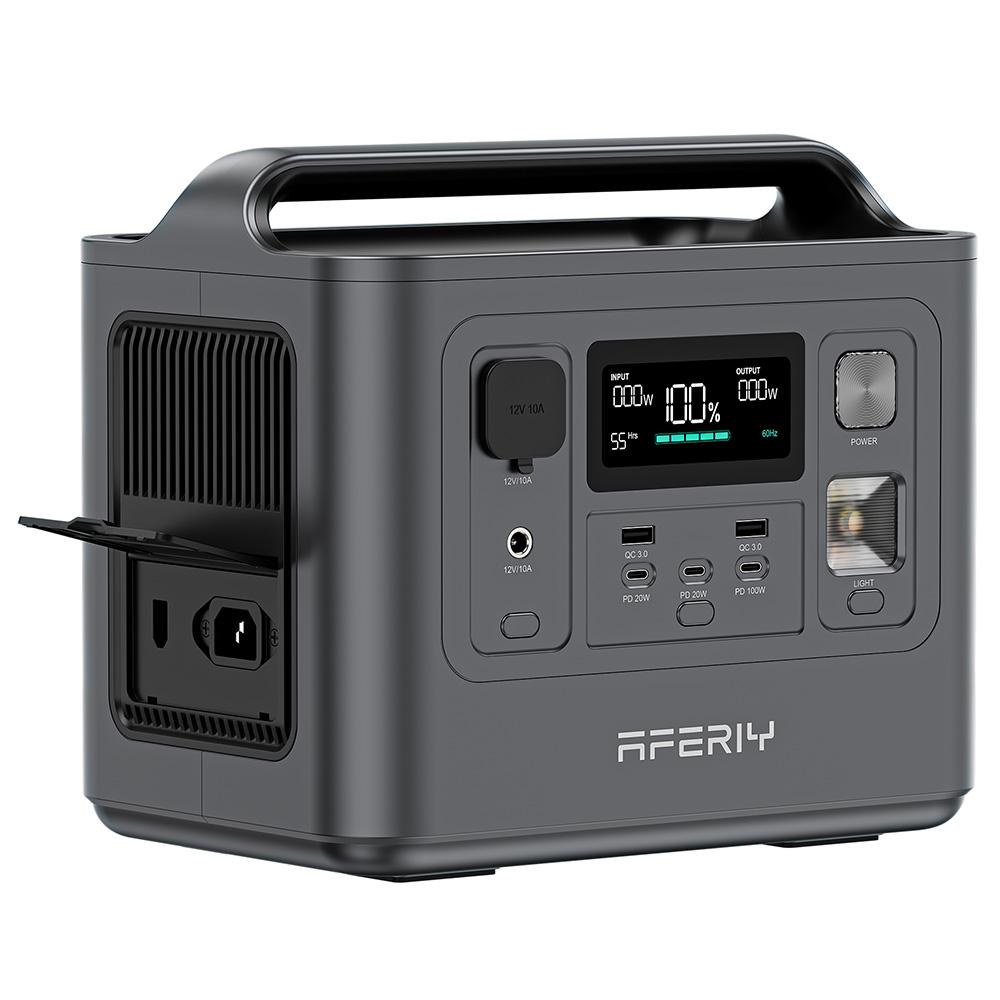 AFERIY P010 Przenośna stacja zasilania, 800W 512Wh Generator zewnętrzny, 8 wyjść, Pełne ładowanie 1,5H, Bateria LiFePO₄ 3500+ cykli - Wtyczka EU