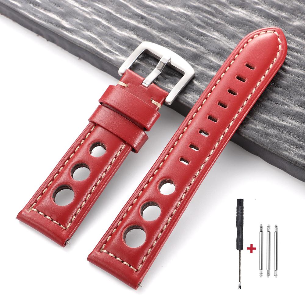 Vintage Cowhide Genuine Leather Watch Strap 20mm 22mm 24mm 26mm Metal Pin Buckle Band Breathable Watchband bracelet belt for men