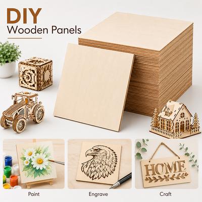 15pcs Basswood Plywood Sheets Blank Wooden Board DIY Craft Wood Slices For Laser Cutting Pyrography Model Making