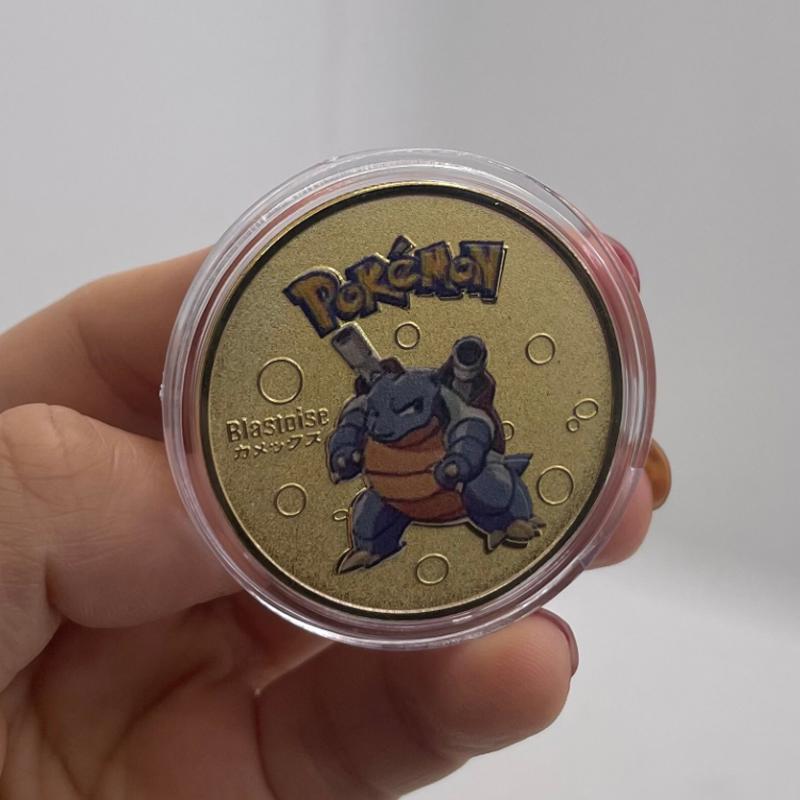 

Plated Gold Anime Gold Coin Game Commemorative Coin Pikachu Collection BlastoiseB