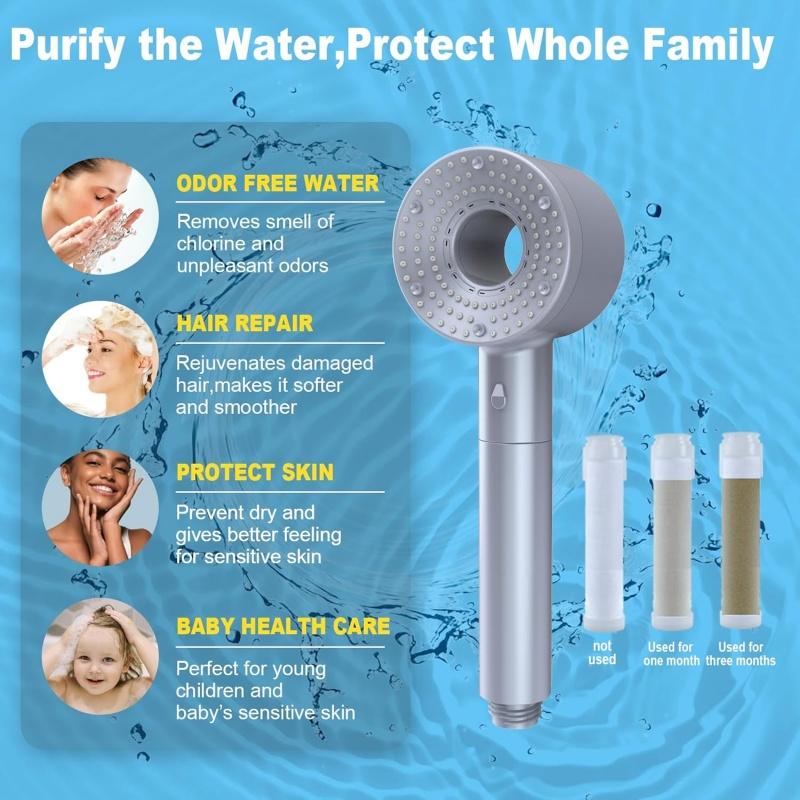 5 Mode Adjustable Shower Head Rainfall Shower Large Flow Showerhead High Pressure Water Saving Shower Mixer Bathroom Accessories