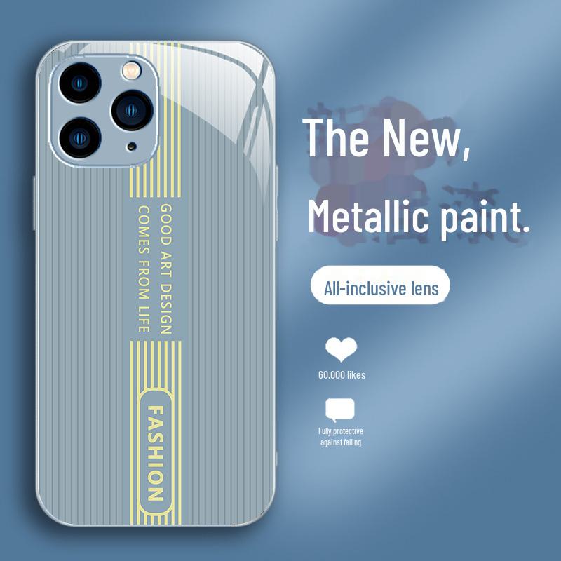 Luxury Full Package Anti-Fall Case for Apple SE, 11 Pro, 12, 13/14, 15 XS - Metal Texture.