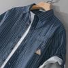 Men's Summer Striped Short-Sleeve Shirt with Bubble Texture - Trendy and Comfortable, Five-Point Sleeves 944