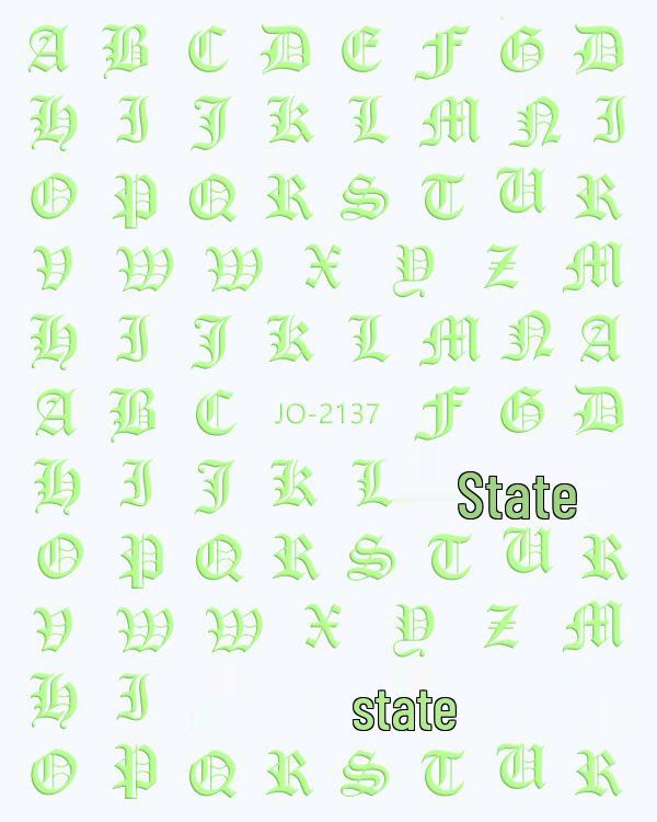 12-Color Gothic Letter 3D Nail Art Stickers: Fluorescent, Hot Stamping, Laser Decals