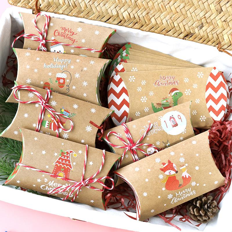 12pcs Christmas Pillow Boxes, Candy Packaging Boxes, Christmas Party Gift Packaging Advent Calendar Gift Packaging Box Christmas Matching Supply