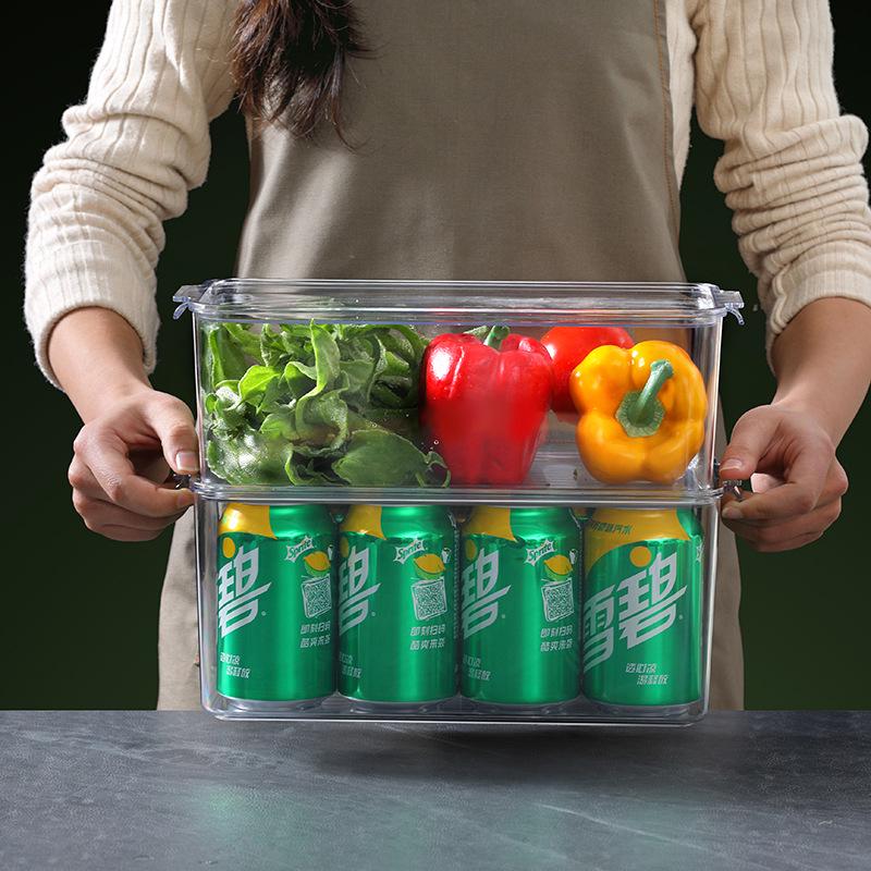 Food Grade Plastic Storage Box with Lid for Refrigerator/Freezer - Rectangular Container for Fruits & Vegetables