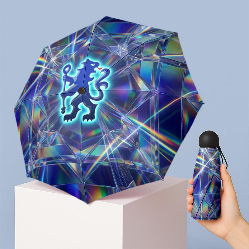 Chelsea FC Pattern Printed Mini 5 Folds 8 Ribs Compact Umbrella Windproof Waterproof Lightweight Portable Folding