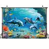 Underwater World Backdrop Undersea Pearl Shell Tropical Fish Dolphin Turtle Coral Deep Sea Sunlight Photography Background Props