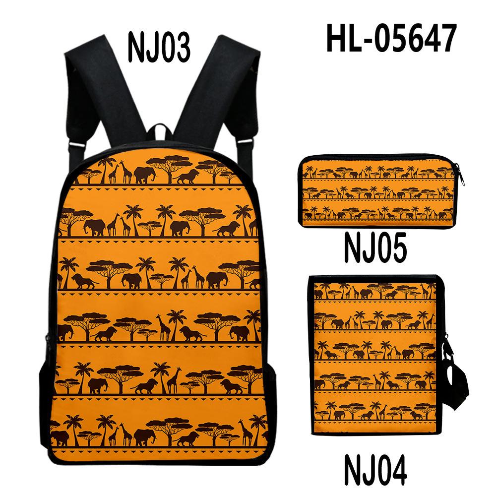 Trendy Popular Tribal patterns 3D Print 3pcs/Set pupil School Bags Laptop Daypack Backpack Inclined shoulder bag Pencil Case