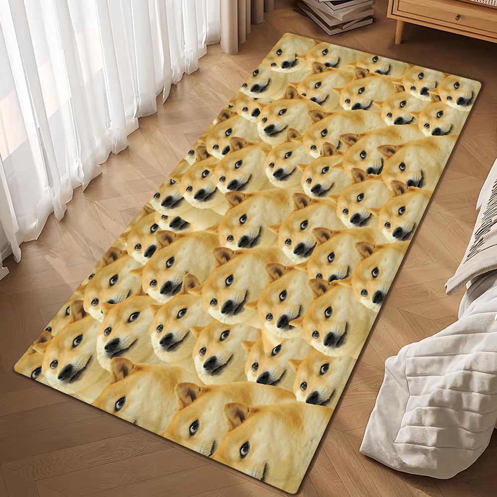 Doge funny Emoticon S-Shiba M-Meme Microfiber Decorative Versatile Flannel Floor Bath Door Mat Quick Dry Absorbent Non-slip Sole